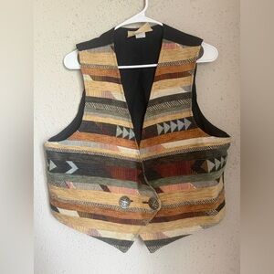 Southwestern Striped Woven Vest in Earth Tones